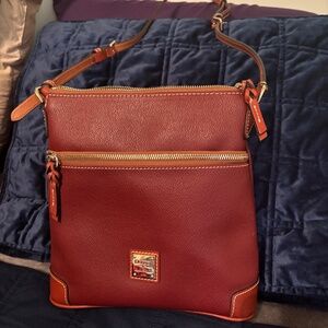 Dooney and Burke Peeble Leather Crossbody Color Wine